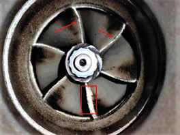 Palete ale rotiței compresorului deteriorate